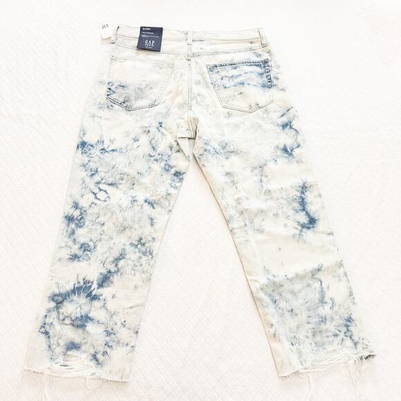 GAP Boyfriend Cropped Denim Jeans Acid Wash Tie Dye Size 6 28 Petite - Picture 3 of 7